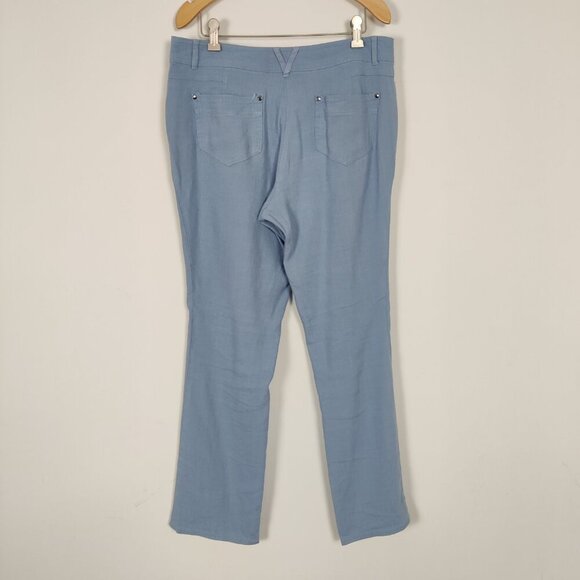 Autograph Women's Straight Pants Size L Blue Linen Viscose Resortwear Outerwear - Picture 4 of 10